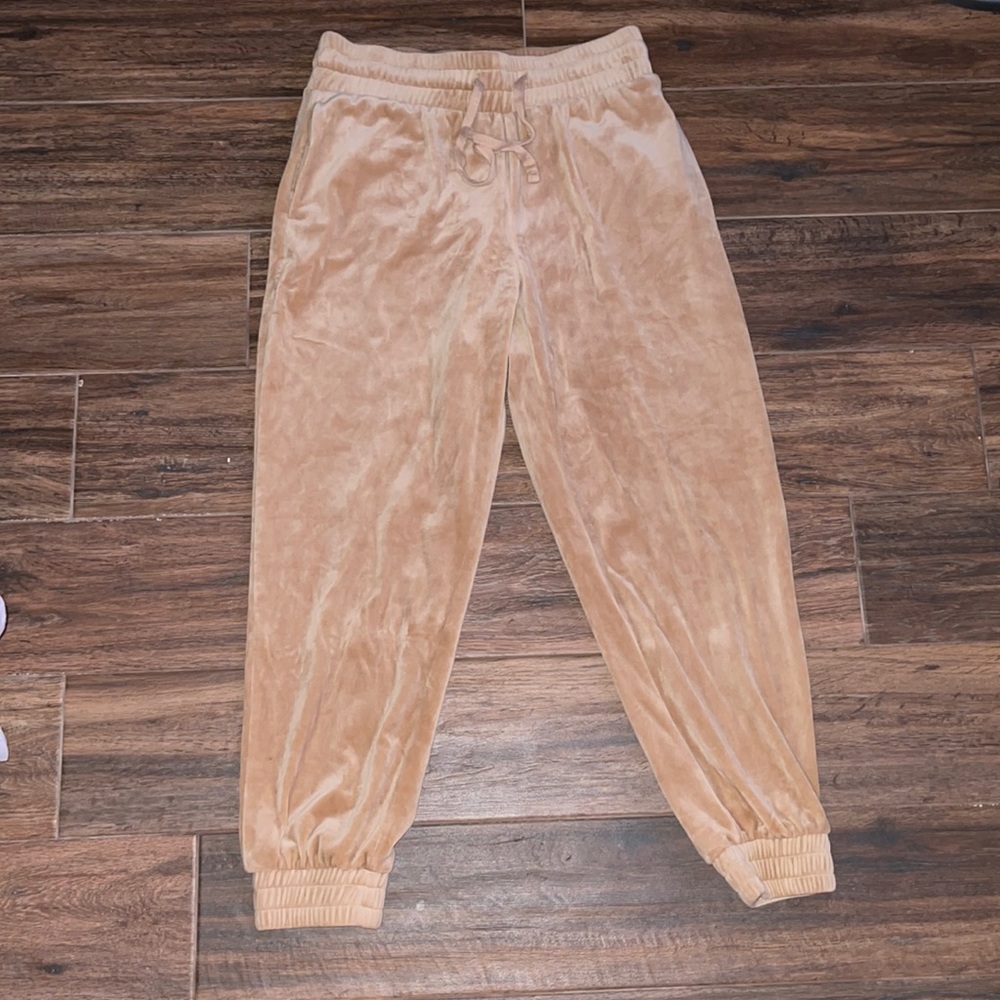 Tan Velvet Joggers